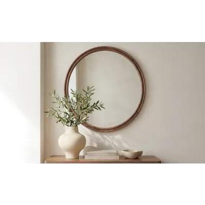 Alcott Walnut Round Mirror