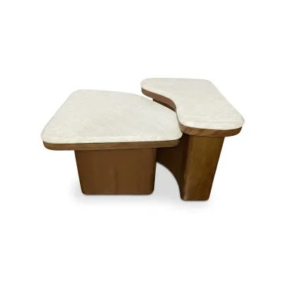 Abi Beige Cosmos Marble Nesting Coffee Table