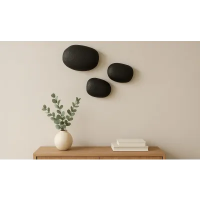 Breton Black Cast Aluminum Wall Sculpture Set of 3