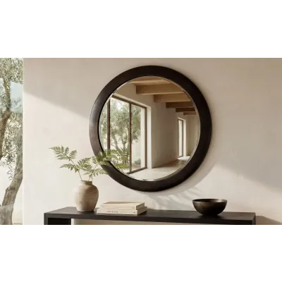 Otis Blackened Bronze Round Mirror