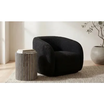 Faye Black Boucle Accent Chair