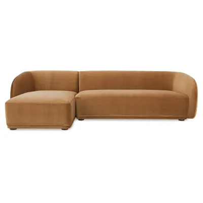 Faye Faux Mohair Sectional Tan Left