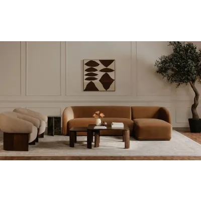 Faye Tan Faux Mohair Sectional Right