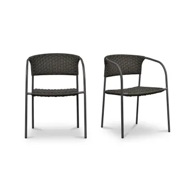 Zola Dark Brown Outdoor Dining Chair Set of Two