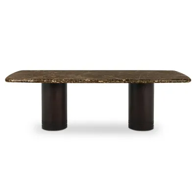 Daphne Dark Emperador Marble Dining Table Large