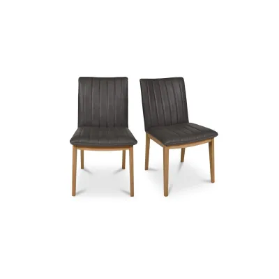 Demi Brown Leather Dining Chair Set of Two