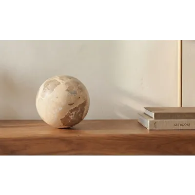 Odessa Tendu Beige Marble Sphere Tabletop Accent
