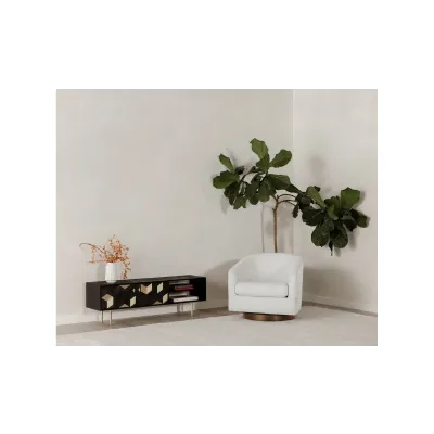 Oscy Splashed White Swivel Chair