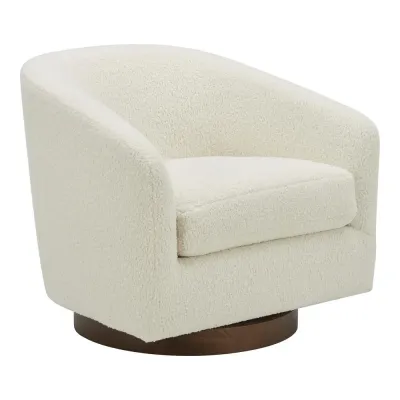 Oscy Swivel Chair Vegan Shearling White