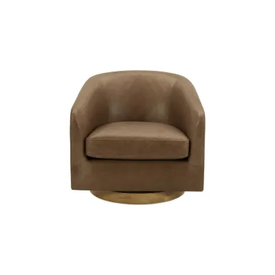 Oscy Tan Leather Swivel Chair