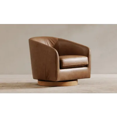 Oscy Tan Leather Swivel Chair