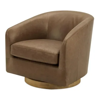 Oscy Leather Swivel Chair Tan