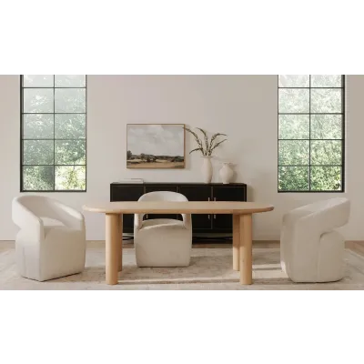 Barrow White Mist Rolling Dining Chair