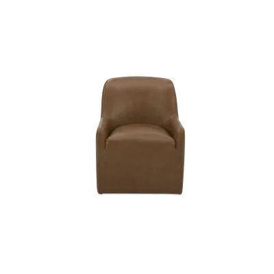 Maisie Tan Leather Rolling Dining Chair