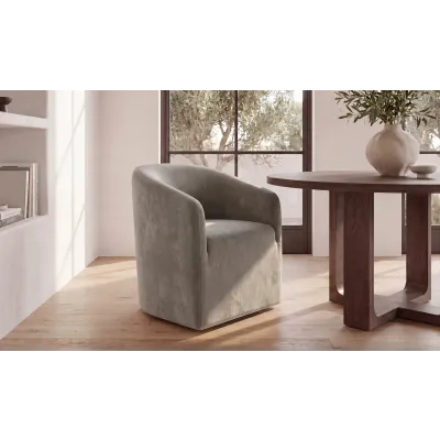 Sandy Taupe Rolling Dining Chair