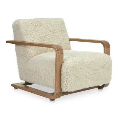 Eckersley Lounge Chair Cream Faux Fur