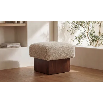 Serge Cream Faux Shearling Ottoman