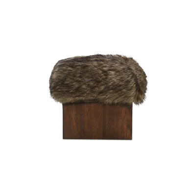 Serge Brown Faux Fur Ottoman