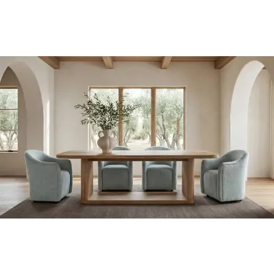 Drava Light Blue Rolling Dining Chair