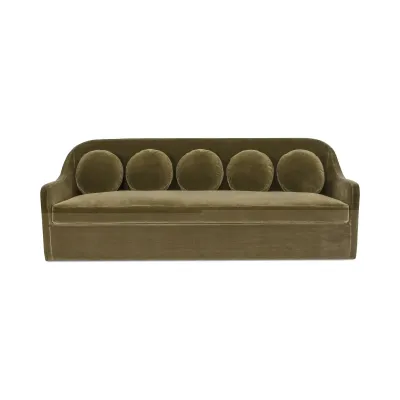 Rialto Dark Green Faux Mohair Sofa
