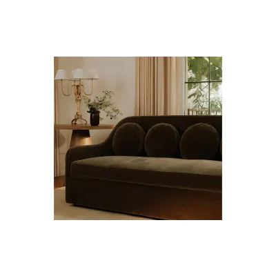 Rialto Dark Green Faux Mohair Sofa