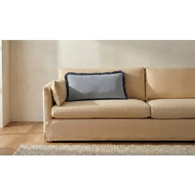 Yasmin Light Blue Faux Mohair Lumbar Cushion