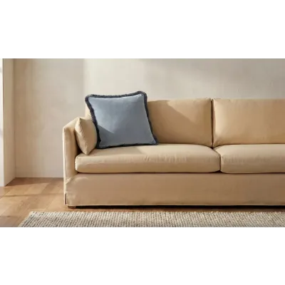 Yasmin Light Blue Faux Mohair Square Cushion