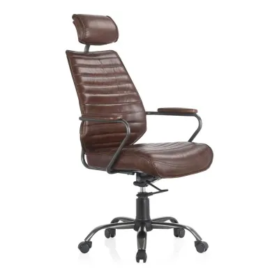 Executive Office Chair Dark Brown Leather