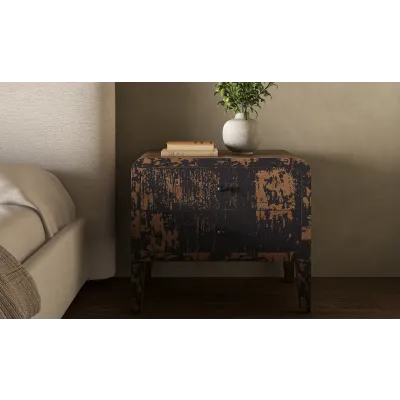 Iris Distressed Black Nightstand