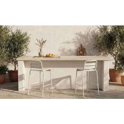 Kade White Outdoor Bar Stool Set of Two