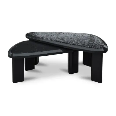 Sophie Charcoal Lacquer Outdoor Nesting Table Set