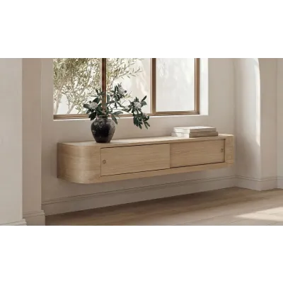 Round Natural Off Floating Console Table