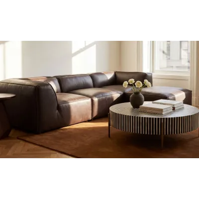 Form Espresso Brown Leather Ottoman