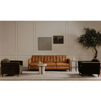 Bridgers Tan Leather Power Recliner Sofa