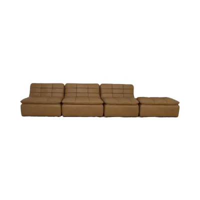 Lino Tan Leather Lounge Modular Sectional