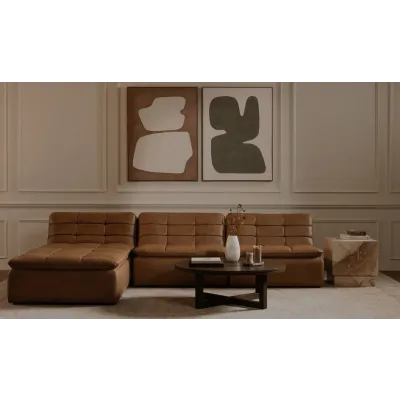 Lino Tan Leather Lounge Modular Sectional
