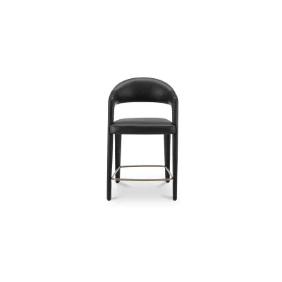 Martens Black Leather Counter Stool