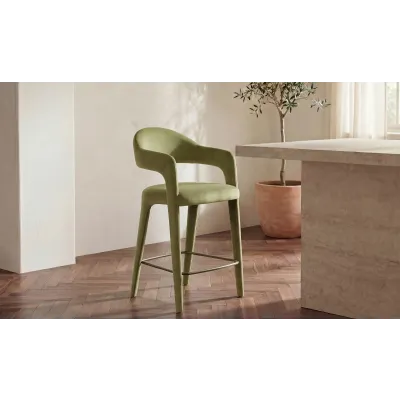 Martens Green Velvet Counter Stool