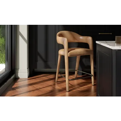 Martens Brown Leather Bar Stool