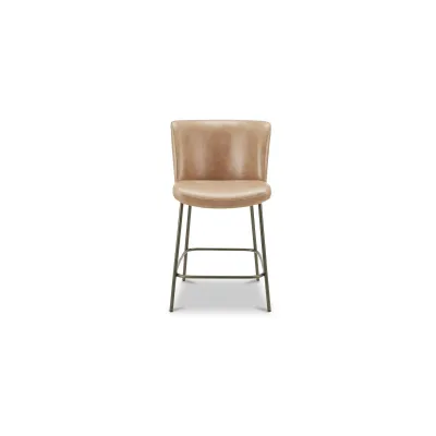 Early Tan Leather Counter Stool