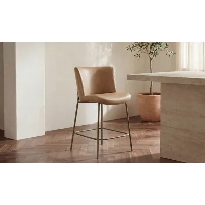 Early Tan Leather Counter Stool