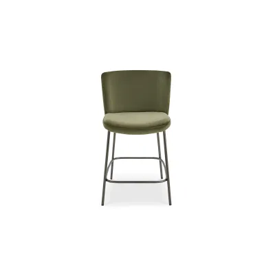 Early Faux Green Mohair Counter Stool