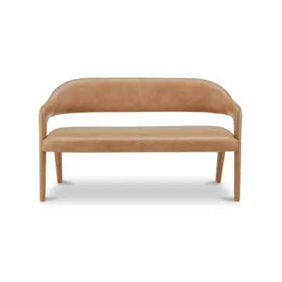 Martens Tan Leather Dining Bench