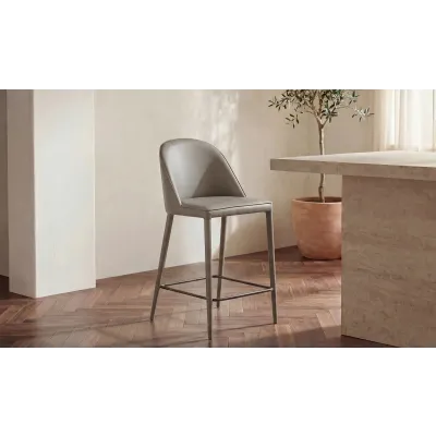 Burton Grey Vegan Leather Counter Stool