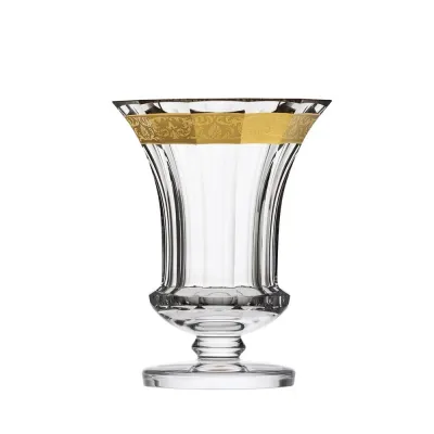 Gloria Clear Lead-Free Crystal, Cut, 24-Carat Gold (Floral Relief Decor) Vase 25,5 cm