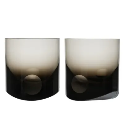 Tipsy Smoke Lead-Free Crystal, Cut Lenses Tumbler Water 370 ml