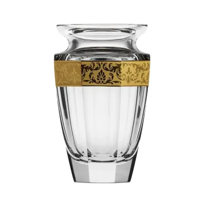 Eternity Vase Clear, Cut, 24-Carat Gold (Floral Relief Decor) 20 Cm