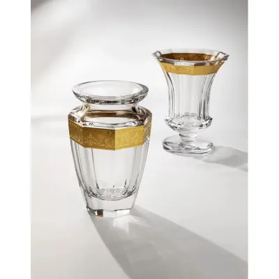 Eternity Vase Clear, Cut, 24-Carat Gold (Floral Relief Decor) 20 Cm