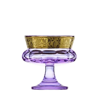 Mirth Alexandrite Lead-Free Crystal, Cut, 24-Carat Gold (Floral Relief Decor) Footed Bowl 14,0 cm