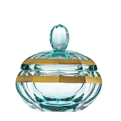 Magic Box Jar Beryl, Cut, 24-Carat Gold (Floral Relief Decor) 19 Cm